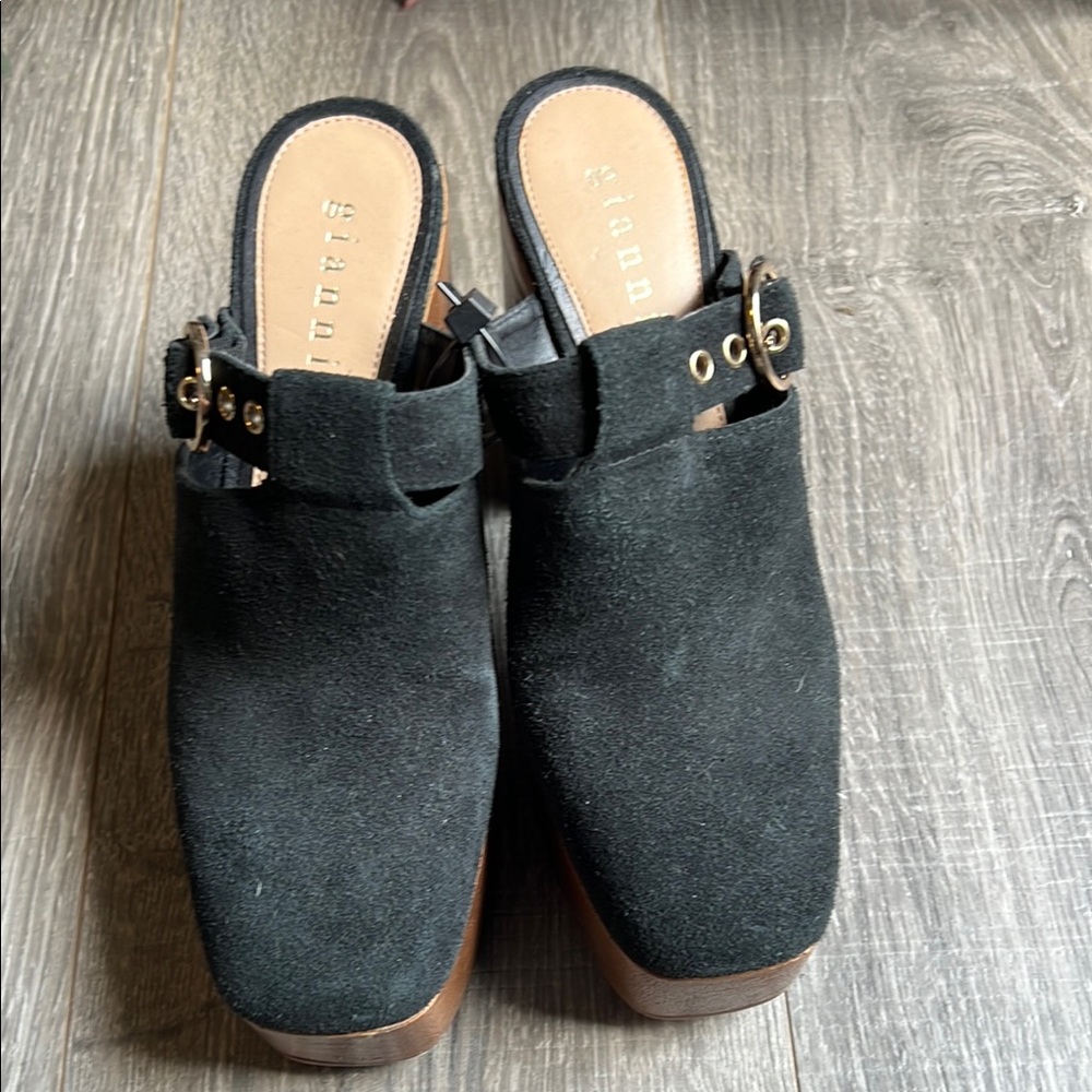 Gianni Bini Black Mules with Suede Finish